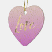 Roze Perzik Goud Ombre Confetti Stippen Keramisch Ornament (Links)