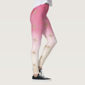 Roze perzik goud tropische palmbomen ombre leggings (Rechts)