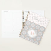 Roze Perzik Grijze Stippen Trendy Monogram Planner (Display)