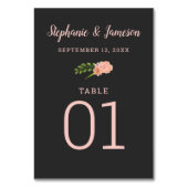 Roze & Perzik Hibiscus Houtskool Genummerde tafel  Kaart (Achterkant)