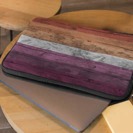 Roze Perzik Hout Grain Subtiele Lesbische Pride Vl Laptop Sleeve