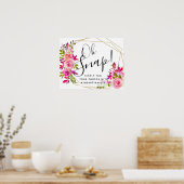 roze perzik kristal oh snap trouwkaart hashtag poster (Keuken)