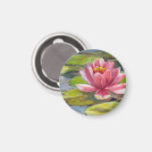 Roze-perzik lelie op geel-groene pads Koelkast Mag Magneet (Voorkant / Achterkant)