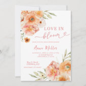 Roze Perzik Love in Bloom Bruiloftsuitnodiging Kaart (Voorkant)