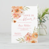 Roze Perzik Love in Bloom Bruiloftsuitnodiging Kaart (Staand voorkant)