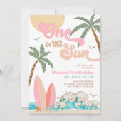 Roze perzik meisje een in de zon Surven 1e verjaar Kaart (Voorkant)