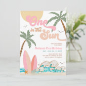 Roze perzik meisje een in de zon Surven 1e verjaar Kaart (Staand voorkant)