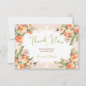 Roze perzik met bloemen Baby shower Boek Aanvraag Bedankkaart (Voorkant)