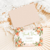 Roze perzik met bloemen Baby shower Boek Aanvraag Bedankkaart