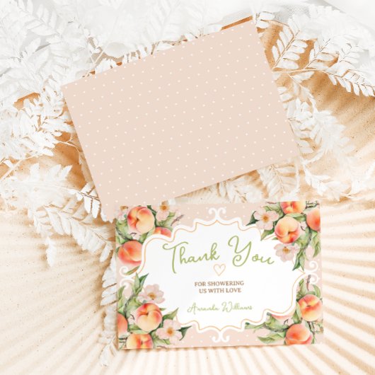 Roze perzik met bloemen Baby shower Boek Aanvraag Bedankkaart