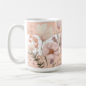 Roze & Perzik Mooie Wilde Bloemen Monogram Koffiemok (Links)