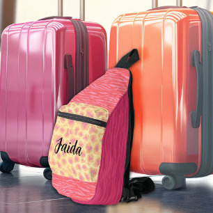 Roze Perzik Naam Dierlijke Print Cut Naai Sling Ba Bag