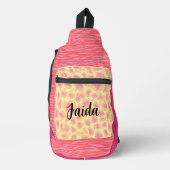 Roze Perzik Naam Dierlijke Print Cut Naai Sling Ba Bag (Voorkant)