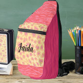 Roze Perzik Naam Dierlijke Print Cut Naai Sling Ba Sling Bag