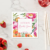 Roze perzik oranje pioenrozen elegante bruidsdouch servet (Insitu)