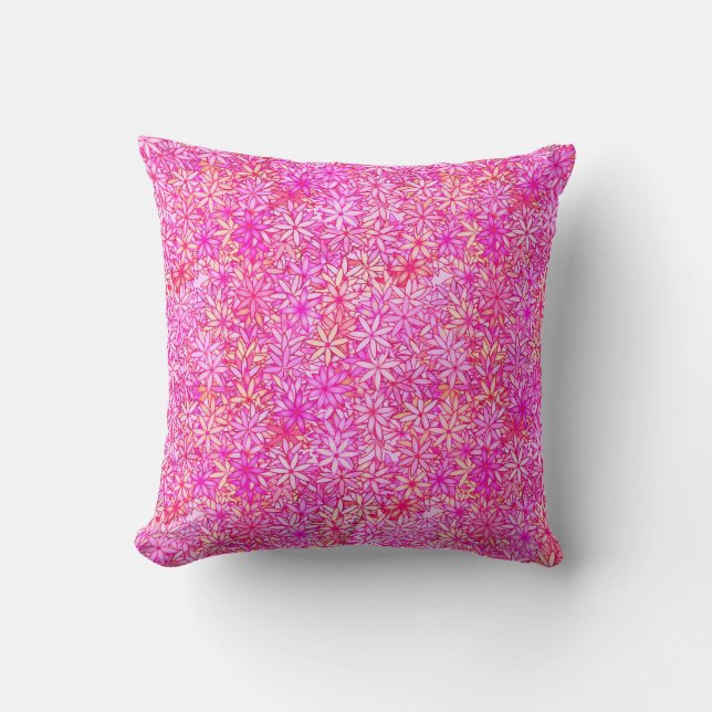 roze, perzik-, orchidee en koraalbloemen kussen (Voorkant)