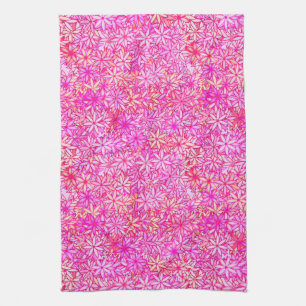 roze, perzik-, orchidee en koraalbloemen theedoek
