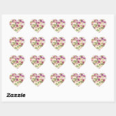 Roze Perzik Paarse Bourgogne Waterverf Bloemen Hart Sticker (Vel)