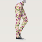 Roze Perzik Paarse Bourgogne Waterverf Bloemen Leggings (Rechts)