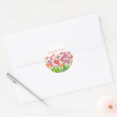 Roze perzik Paarse Waterverf bloemen dank u Ronde Sticker (Envelop)