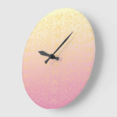 Roze Perzik Pastel Damask Wall Clock Grote Klok (Hoek)