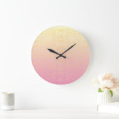 Roze Perzik Pastel Damask Wall Clock Grote Klok (Huis)
