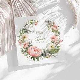 Roze & Perzik Pioen Huwelijksserviet Servet
