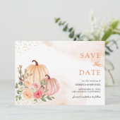 Roze Perzik Pompoen Bloemige Bruiloft Save The Date (Staand voorkant)