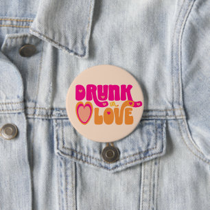 Roze Perzik Retro Dronken in Love Bruid Wordt Knop Ronde Button 7,6 Cm