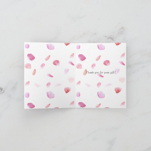  roze perzik Roos bloemblaadjes Waterverf Dank u Bedankkaart (Binnen)