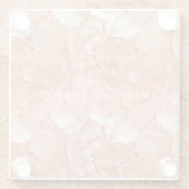 Roze Perzik Roos Gouden Glam Bruiloft Glazen Onderzetter (Achterkant)