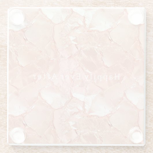 Roze Perzik Roos Gouden Glam Bruiloft Glazen Onderzetter (Achterkant)