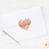 Roze Perzik Roos Gouden Glam Hart Sticker (Envelop)