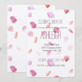 Roze Perzik Roos Petals Waterverf verjaardag Kaart (Voorkant / Achterkant)