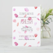 Roze Perzik Roos Petals Waterverf verjaardag Kaart (Staand voorkant)