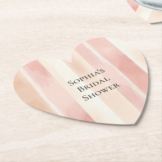 Roze Perzik Roze Crème Strepen Bruidsmeisjesfeest Kartonnen Onderzetters (Gekanteld)