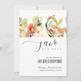 ROZE PERZIK ROZE WATERVERF FLORALE SAVE THE DATE