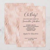 Roze Perzik Roze Zebra Baby Shower Kaart (Voorkant / Achterkant)