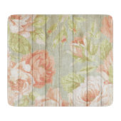 Roze Perzik Rozen Country Fence Glass Snijplank (Voorkant)