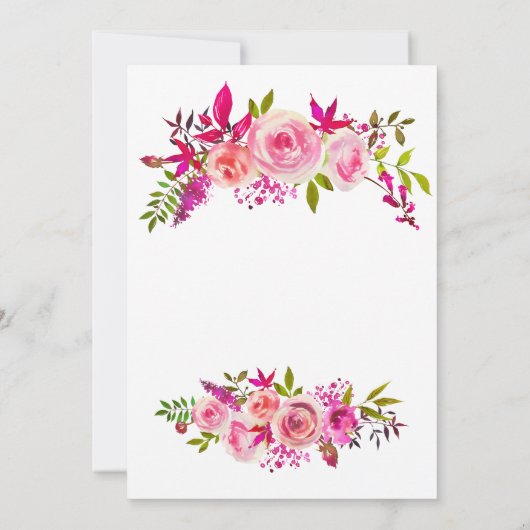 Roze Perzik Rozen Waterverf Bloemen Vrijgezellenfe Kaart (Achterkant)