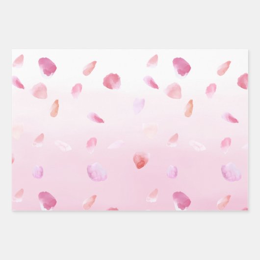 Roze Perzik Rozenblaadjes Bloemige Bruidsfeest Inpakpapier Vel (Voorkant 3)