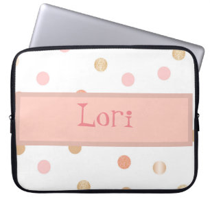 Roze & Perzik Stippenpatroon Laptop Sleeve