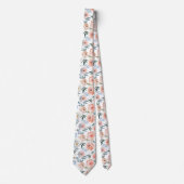 Roze Perzik Stof Licht Blauwe Rozen Bloemenkraag Stropdas (Voorkant)