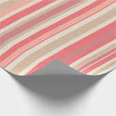 Roze perzik strepen Blush pastel gestreept patroon Cadeaupapier (Hoek)