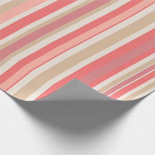 Roze perzik strepen Blush pastel gestreept patroon Cadeaupapier (Hoek)