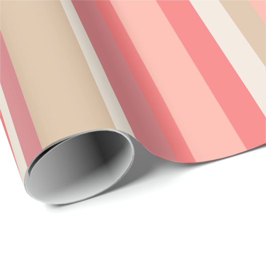 Roze perzik strepen Blush pastel gestreept patroon Cadeaupapier (Rol Hoek)