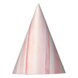 Roze perzik strepen verjaardag feesthoedjes
