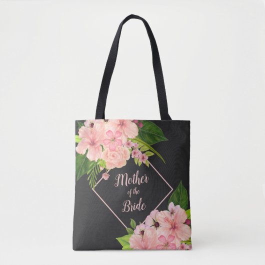 Roze & Perzik Tropische Bloem Moeder van de Bruid Tote Bag (Voorkant)