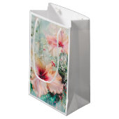 Roze Perzik Tropische Hibiscus Bloemen Verjaardag Klein Cadeauzakje (Voorkant Gekanteld)