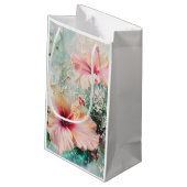 Roze Perzik Tropische Hibiscus Bloemen Verjaardag Klein Cadeauzakje (Achterkant Gekanteld)